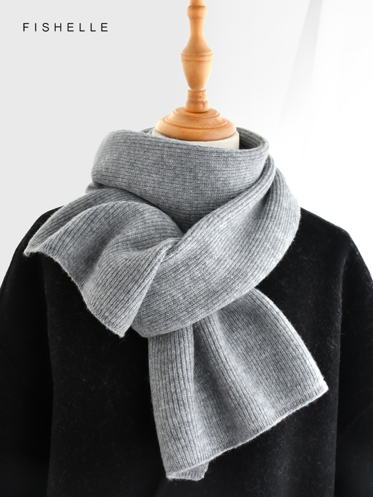 Gray solid color cashmere scar - Wool Scarf Men review and price
