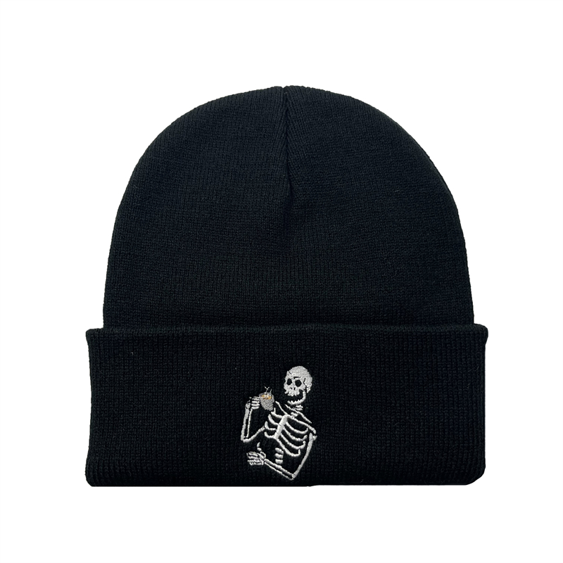 Fashion Embroidery Skull Knit  - Knit Beanie Hat Warm review and price