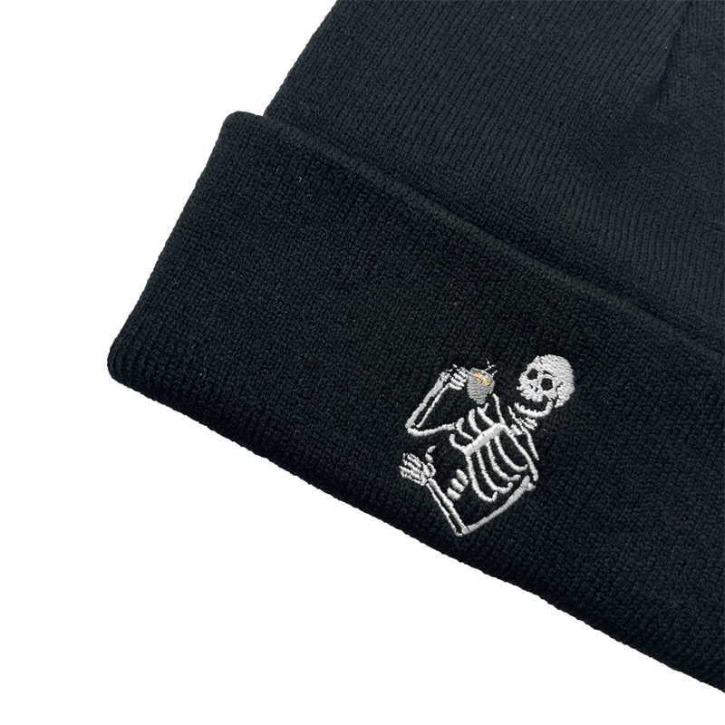Fashion Embroidery Skull Knit  - Knit Beanie Hat Warm review and price