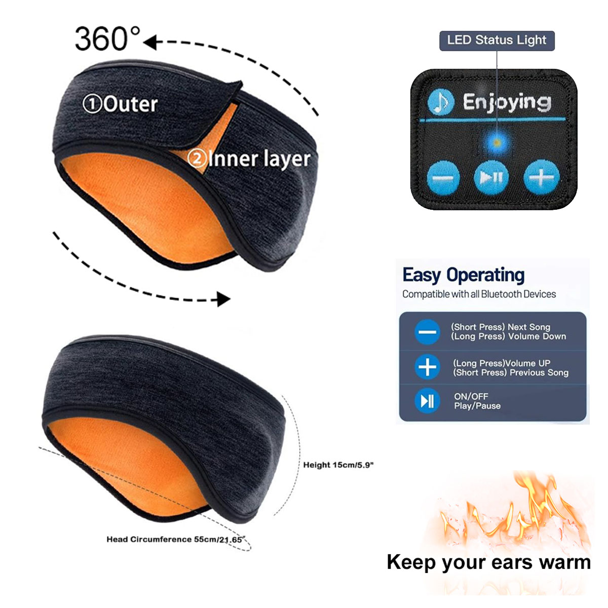 Wireless Bluetooth Headphones  - Winter Headband Fleece review and price