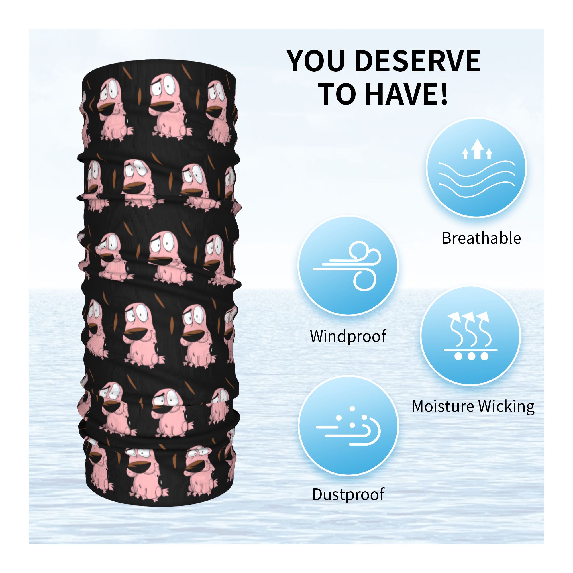 Custom Cartoon Courage Dog Win - Neck Gaiter Fleece review and price