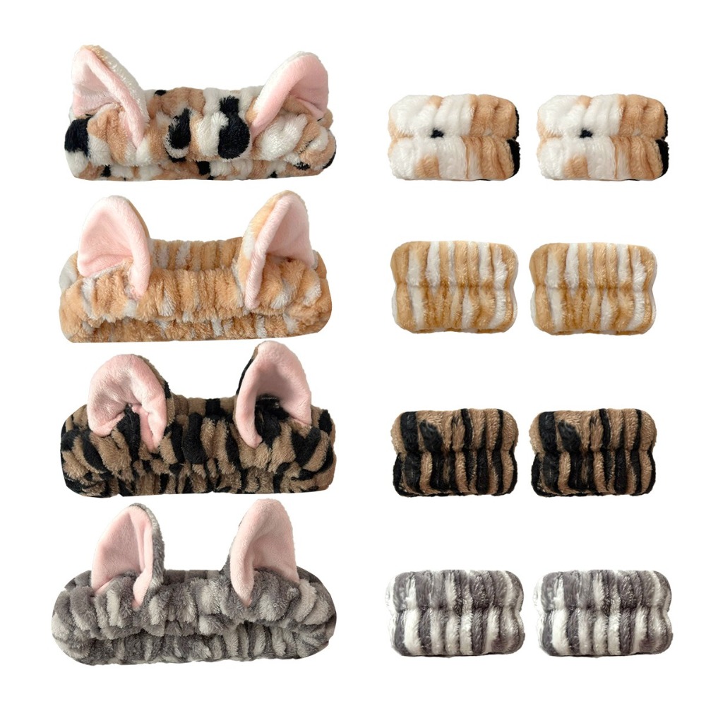 3pcs/set Leopard Print Cute Ca - Winter Headband Fleece review and price