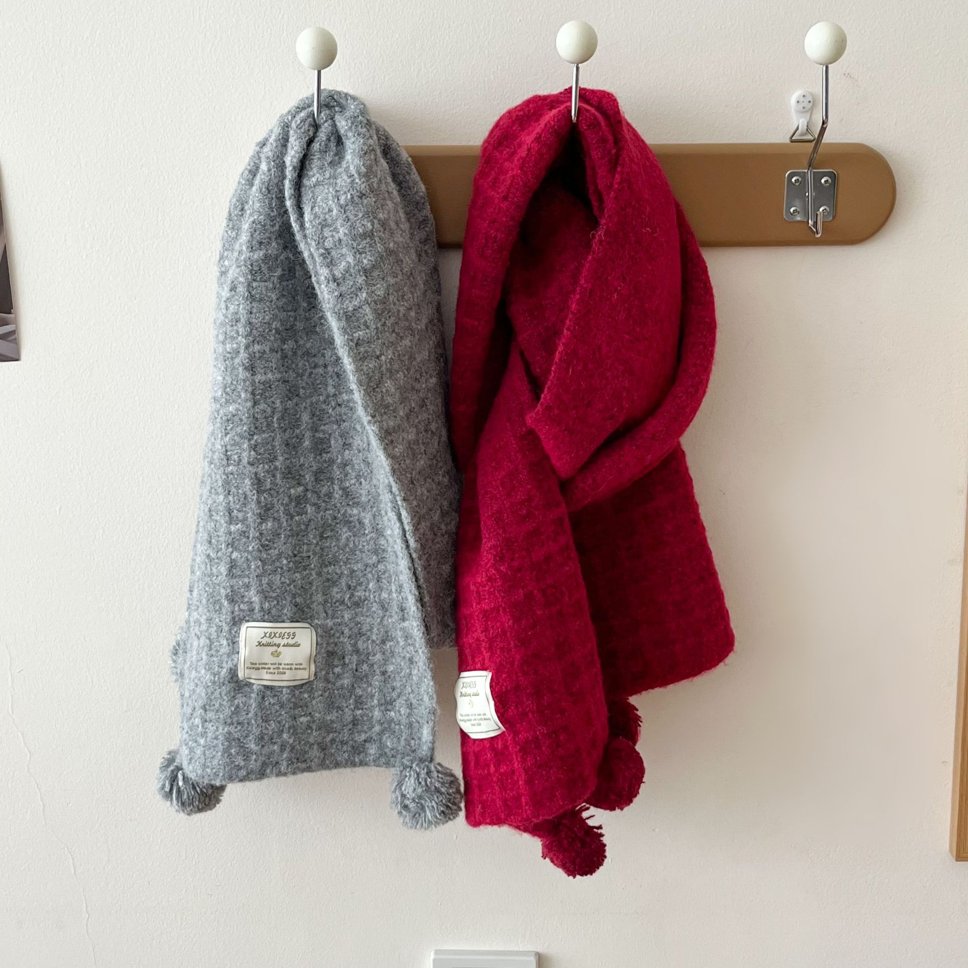 Winter hanging ball waffle kni - Wool Scarf Men review and price