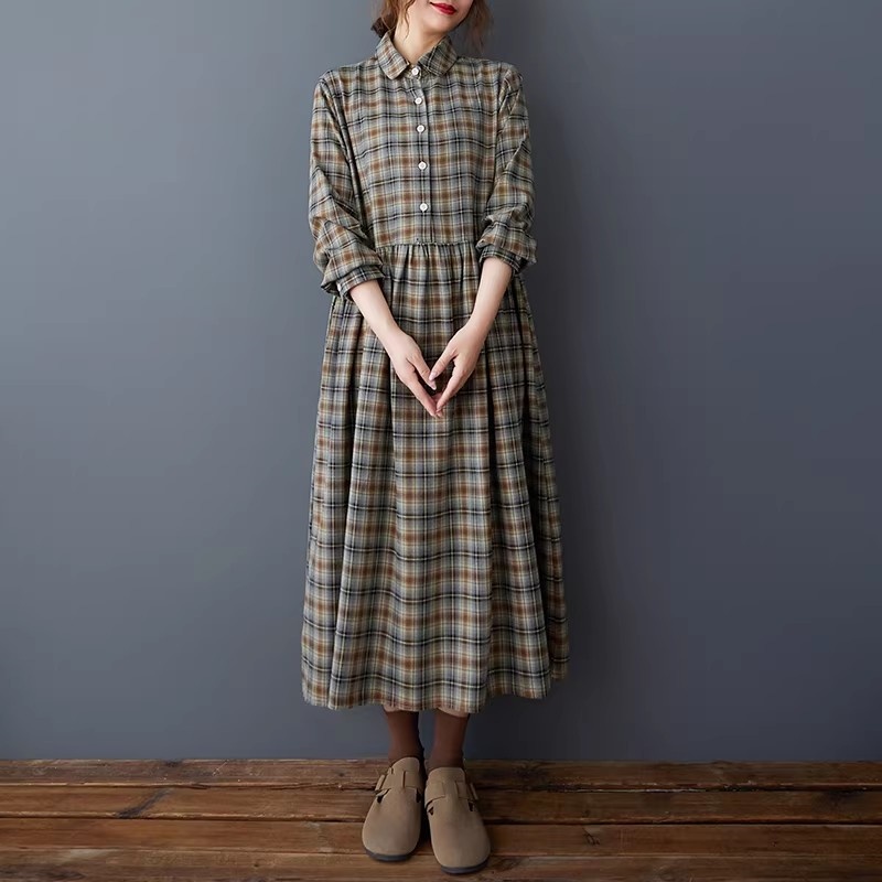 Korean Loose Retro Plaid Shirt - Flannel Shirt Lined review and price