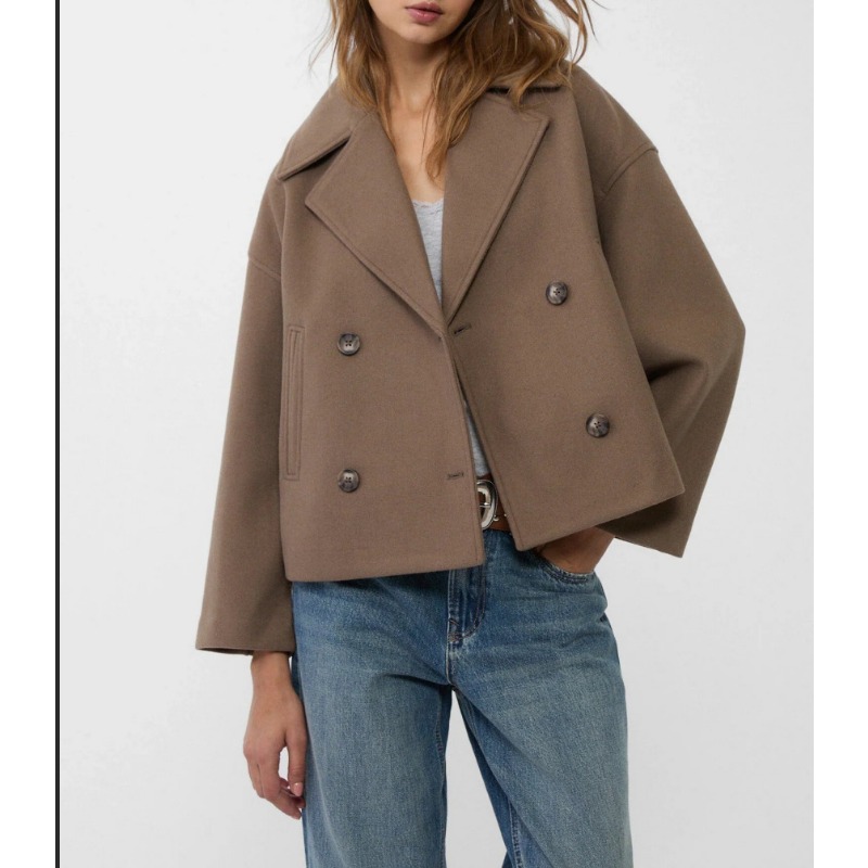 Women's Oversized Double Breas - Wool Coat Peacoat review and price