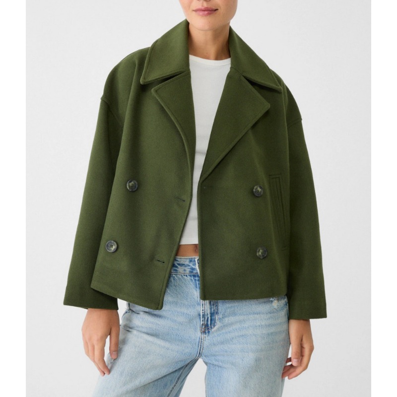 Women's Oversized Double Breas - Wool Coat Peacoat review and price