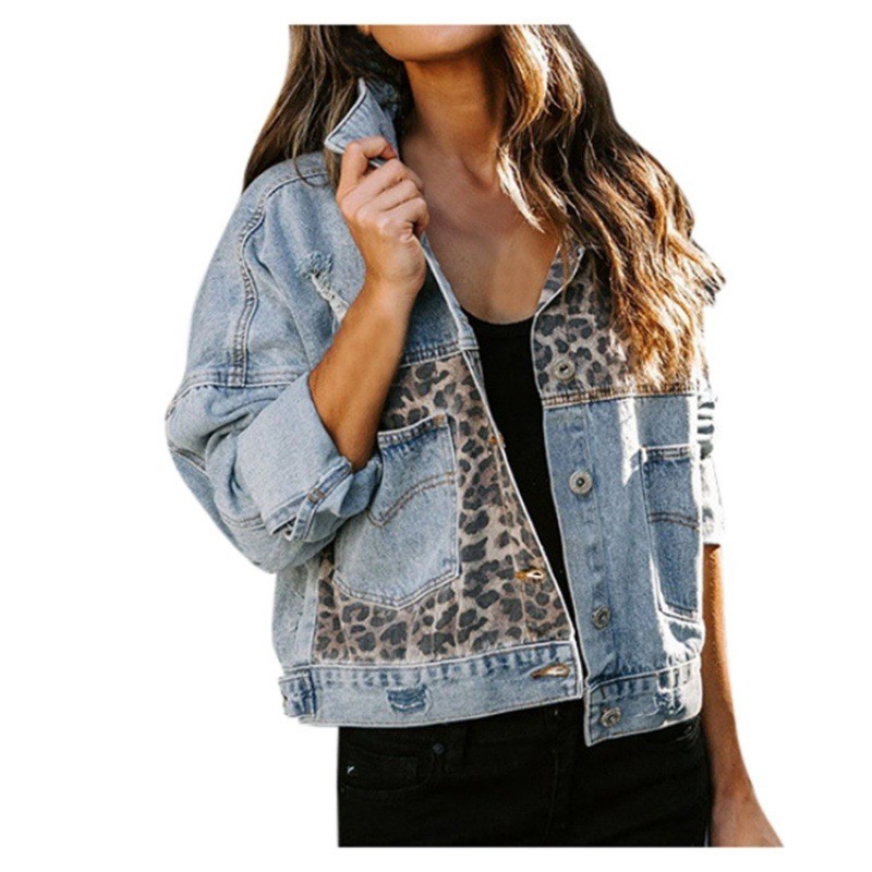Leopard Stitching Denim Jacket - Down Jacket Packable review and price
